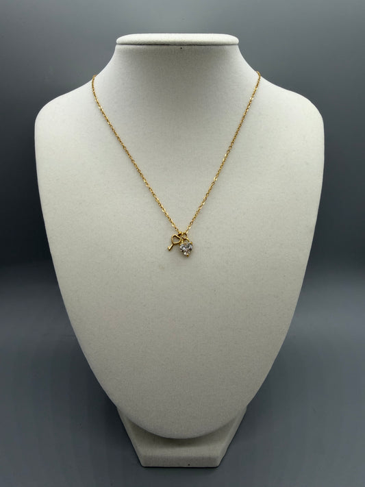 NECKLACE HEART AND KEY GOLD