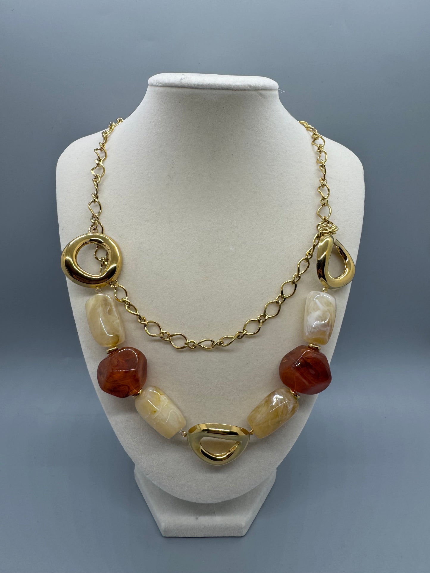 NECKLACE BROWN AND KHAKI STONE