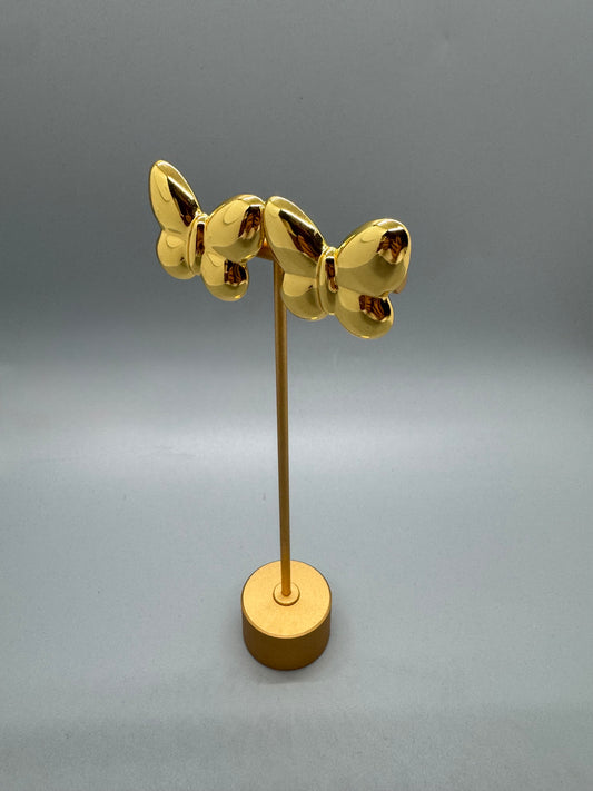 EARRINGS BUTTERFLY GOLD CHUNKY