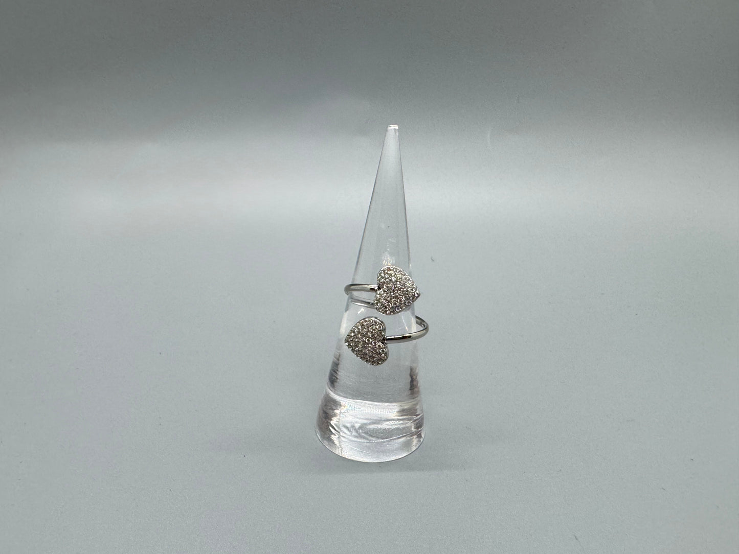RING HEART ADJUSTABLE SILVER