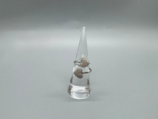 RING HEART ADJUSTABLE SILVER